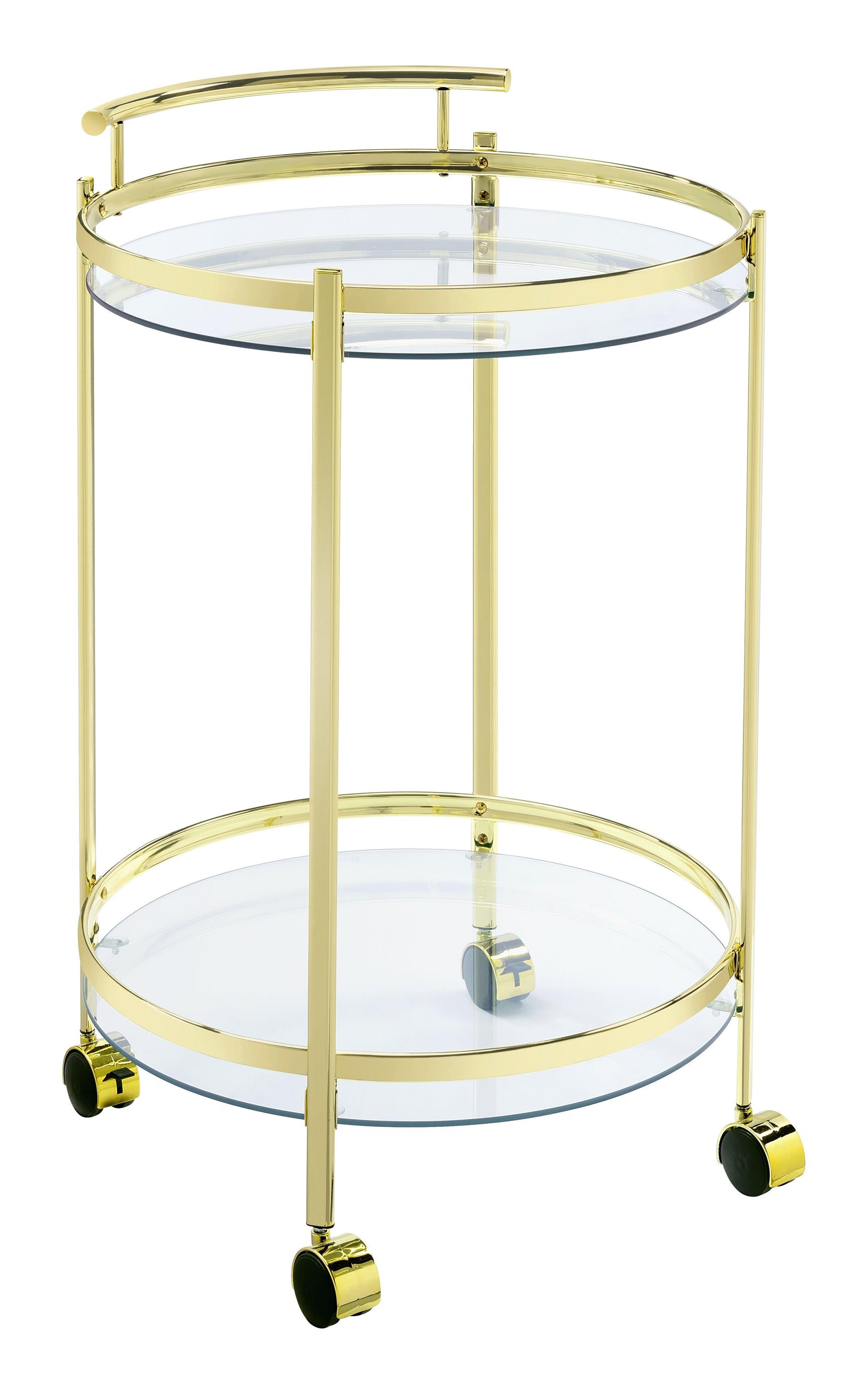 Chrissy Round Glass Bar Cart Brass - Ella Furniture