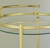 Chrissy Round Glass Bar Cart Brass - Ella Furniture