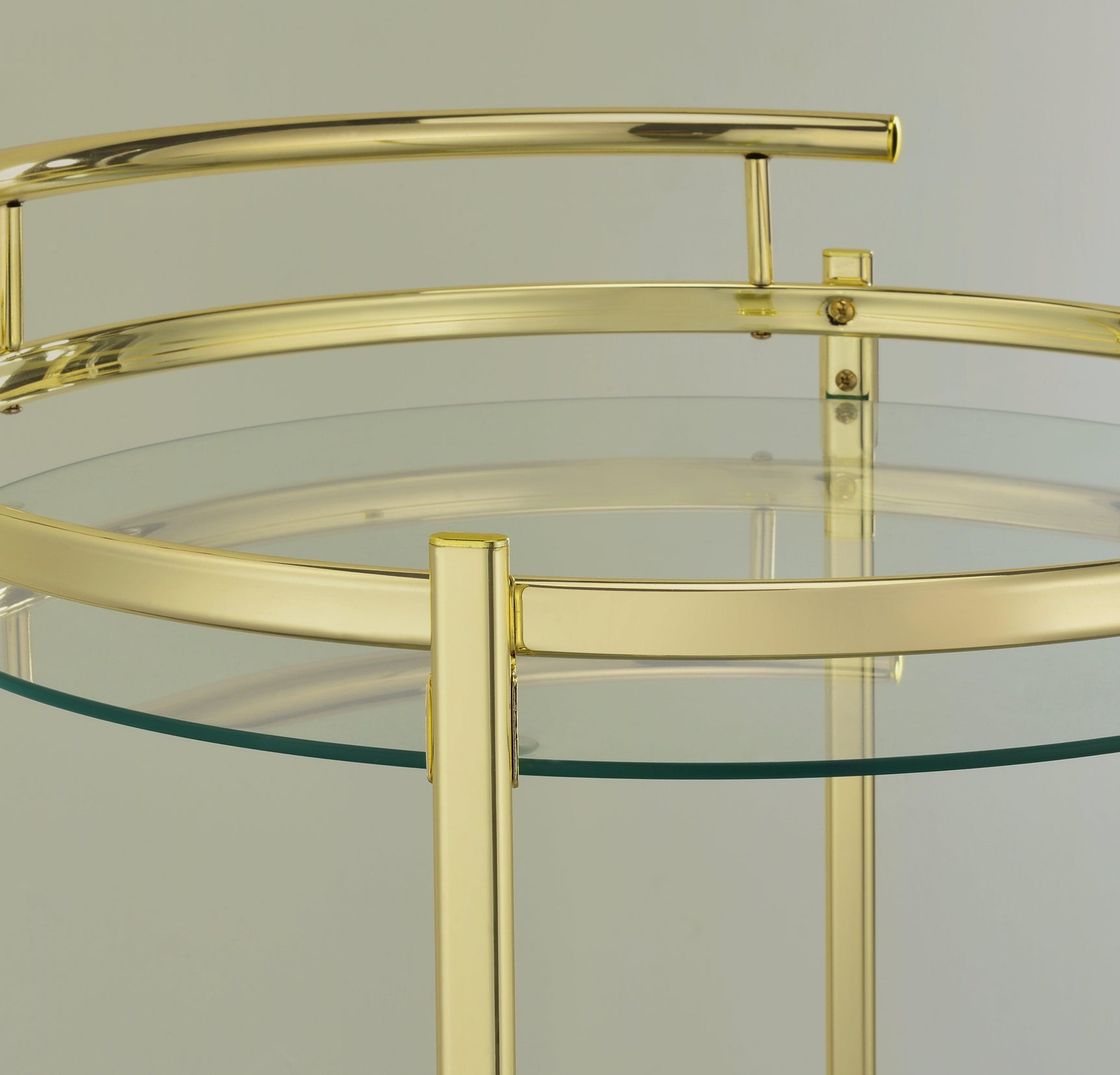 Chrissy Round Glass Bar Cart Brass - Ella Furniture