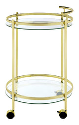 Chrissy Round Glass Bar Cart Brass - Ella Furniture