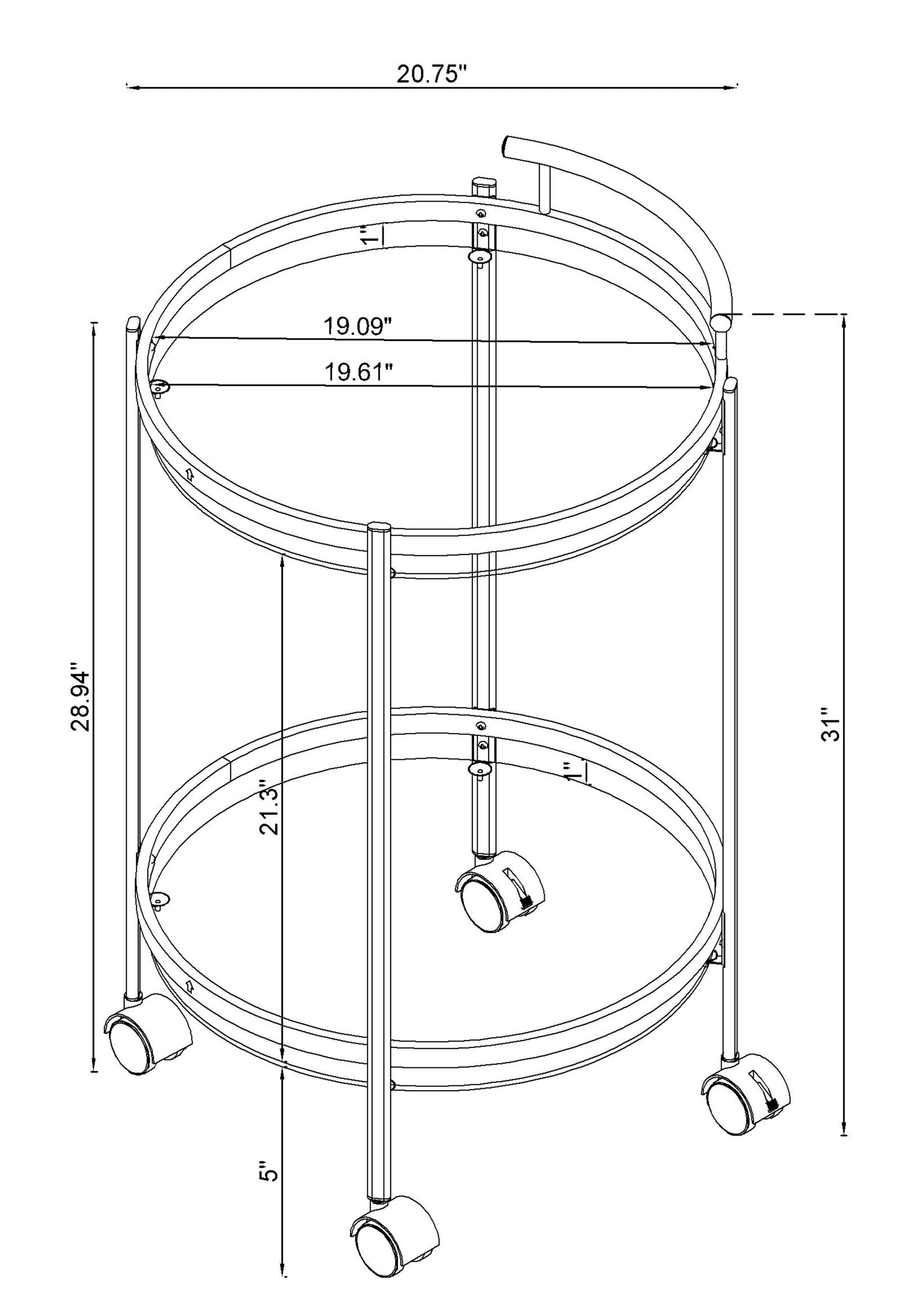 Chrissy Round Glass Bar Cart Chrome - Ella Furniture