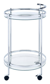 Chrissy Round Glass Bar Cart Chrome - Ella Furniture