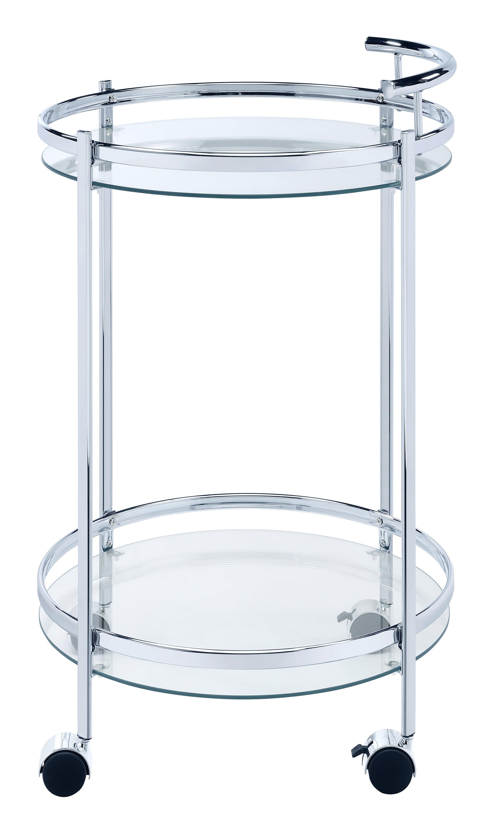 Chrissy Round Glass Bar Cart Chrome - Ella Furniture