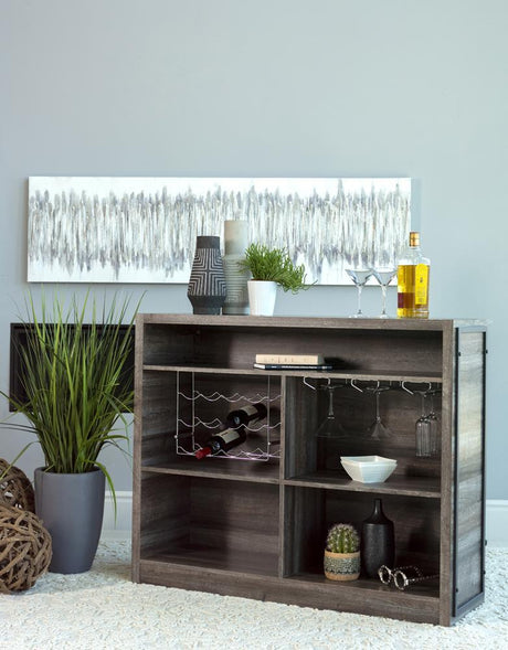 Joe 5-Shelf Bar Unit in Aged Oak front view