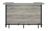 Black powder-coated metal footrest detail