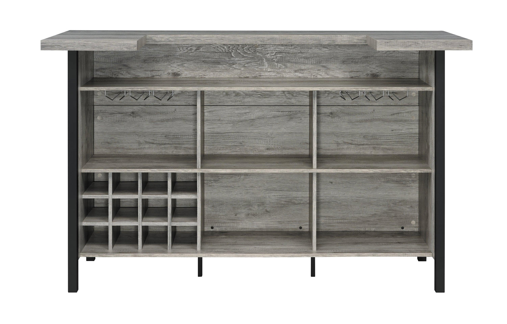 Side view of Bellemore bar unit showing 12-bottle wine holder