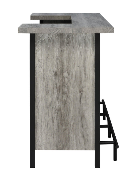 Bellemore bar unit open shelves and compartments overview