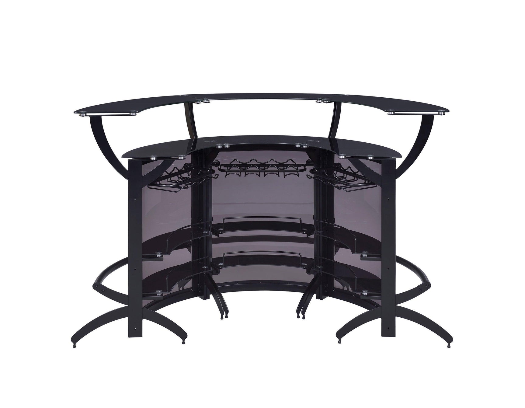 Dallas Bar Unit showing glassware rack and storage shelves