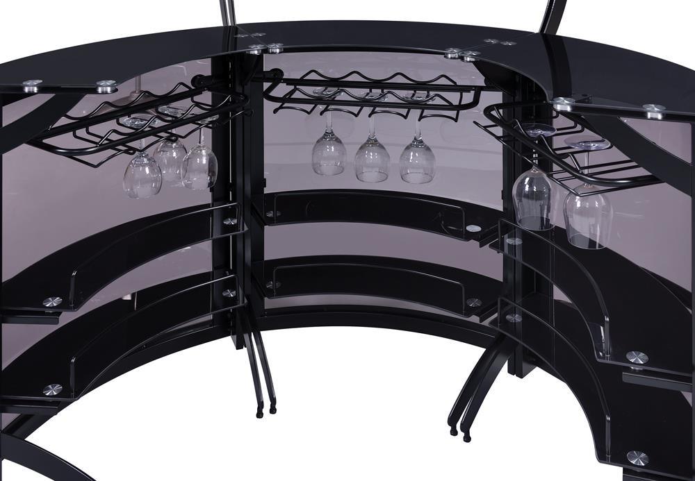Black metal frame details of Dallas Bar Unit