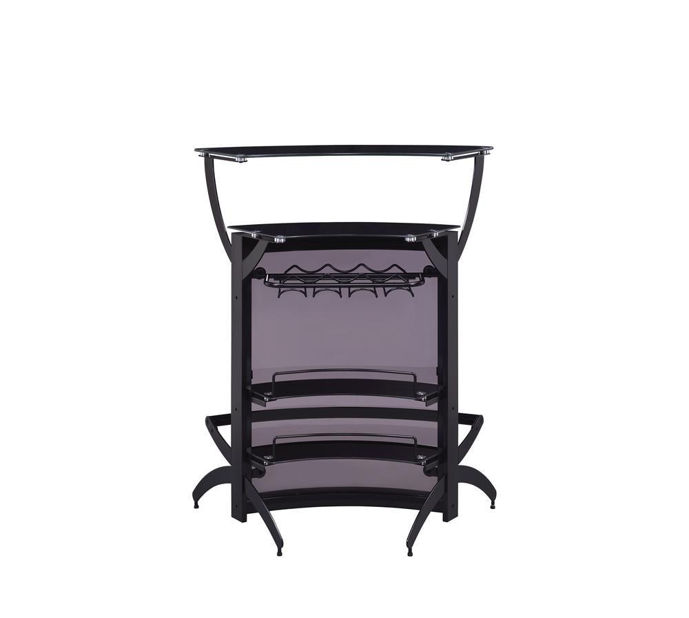 Dallas Bar Unit with wine bottles and glassware arranged for entertaining