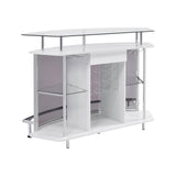 Close-up of smoked acrylic front panels and glass top on Gideon Bar Unit