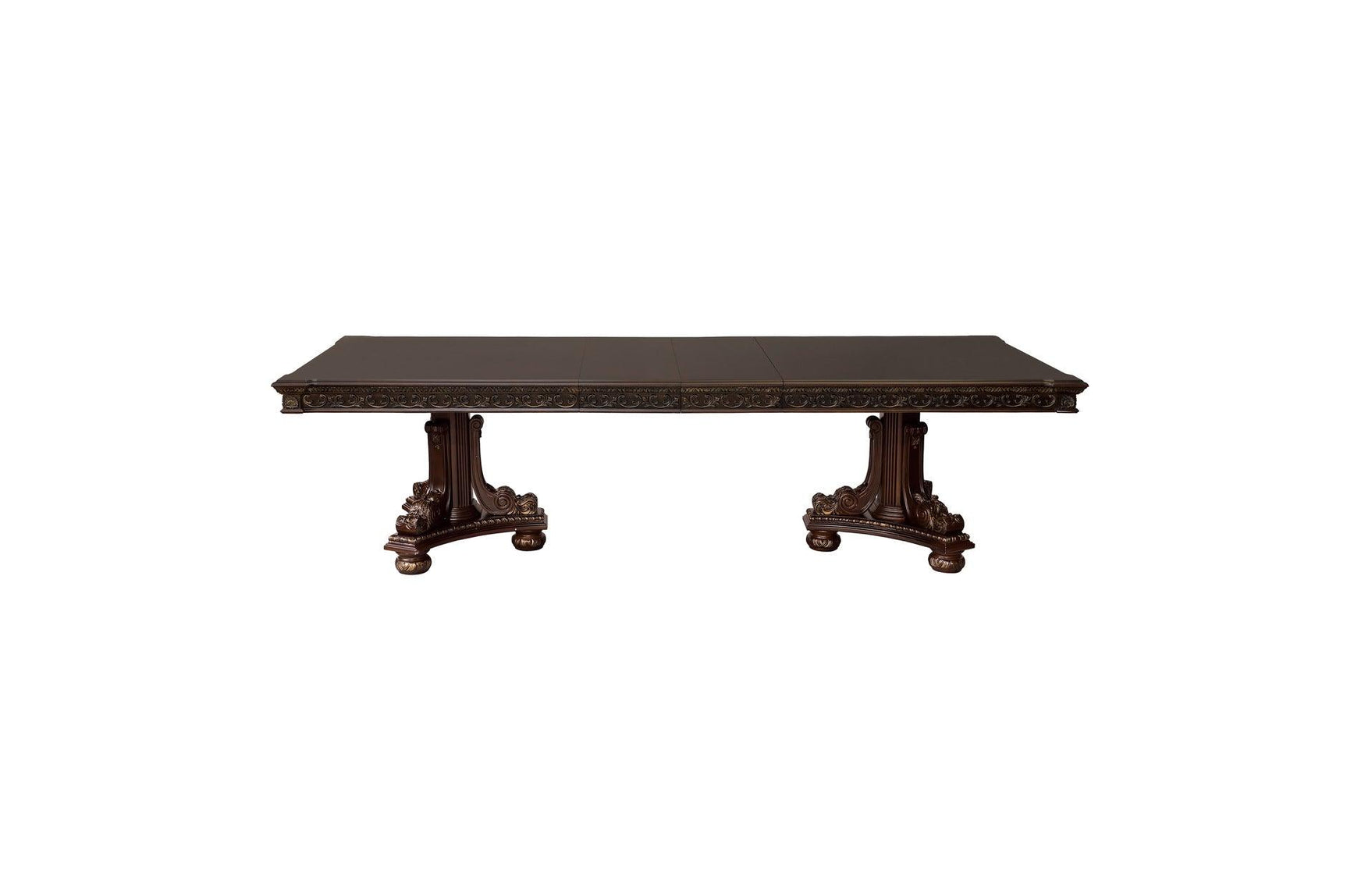 Side angle of Catalonia Dark Bronze Upholstered Dining Table and Chairs