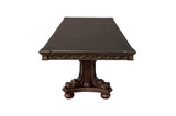 Close-up of table surface and chair upholstery in Catalonia set