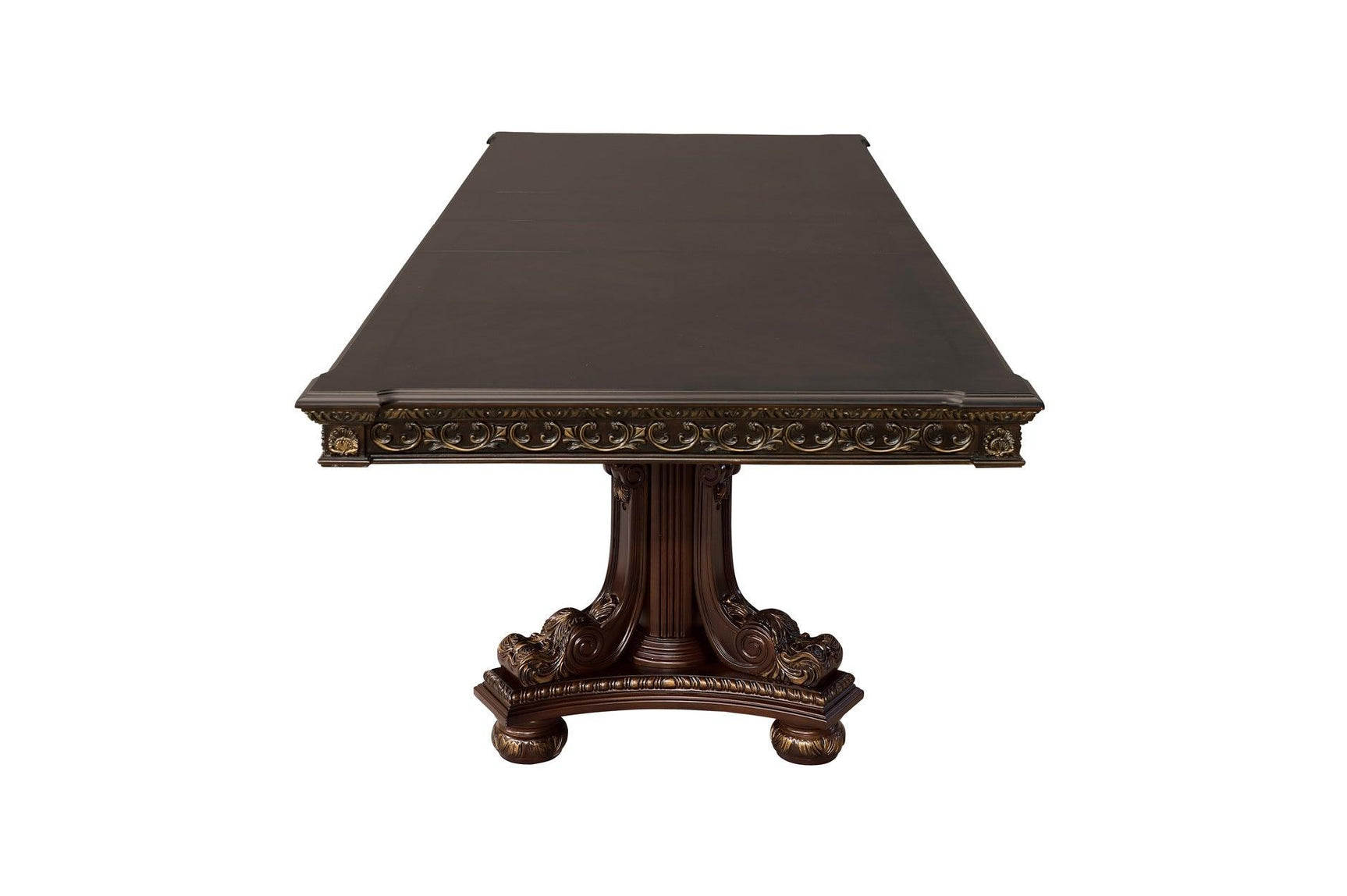 Close-up of table surface and chair upholstery in Catalonia set