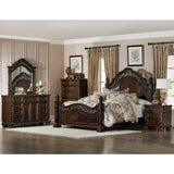 Catalonia Dark Cherry King Poster Bed angled view