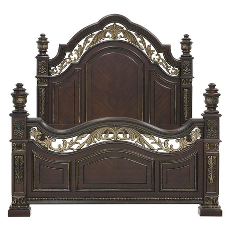 Catalonia Dark Cherry King Poster Bed front view