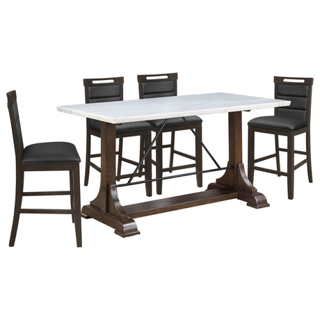 Side view of Aldrich Cappuccino counter height dining table