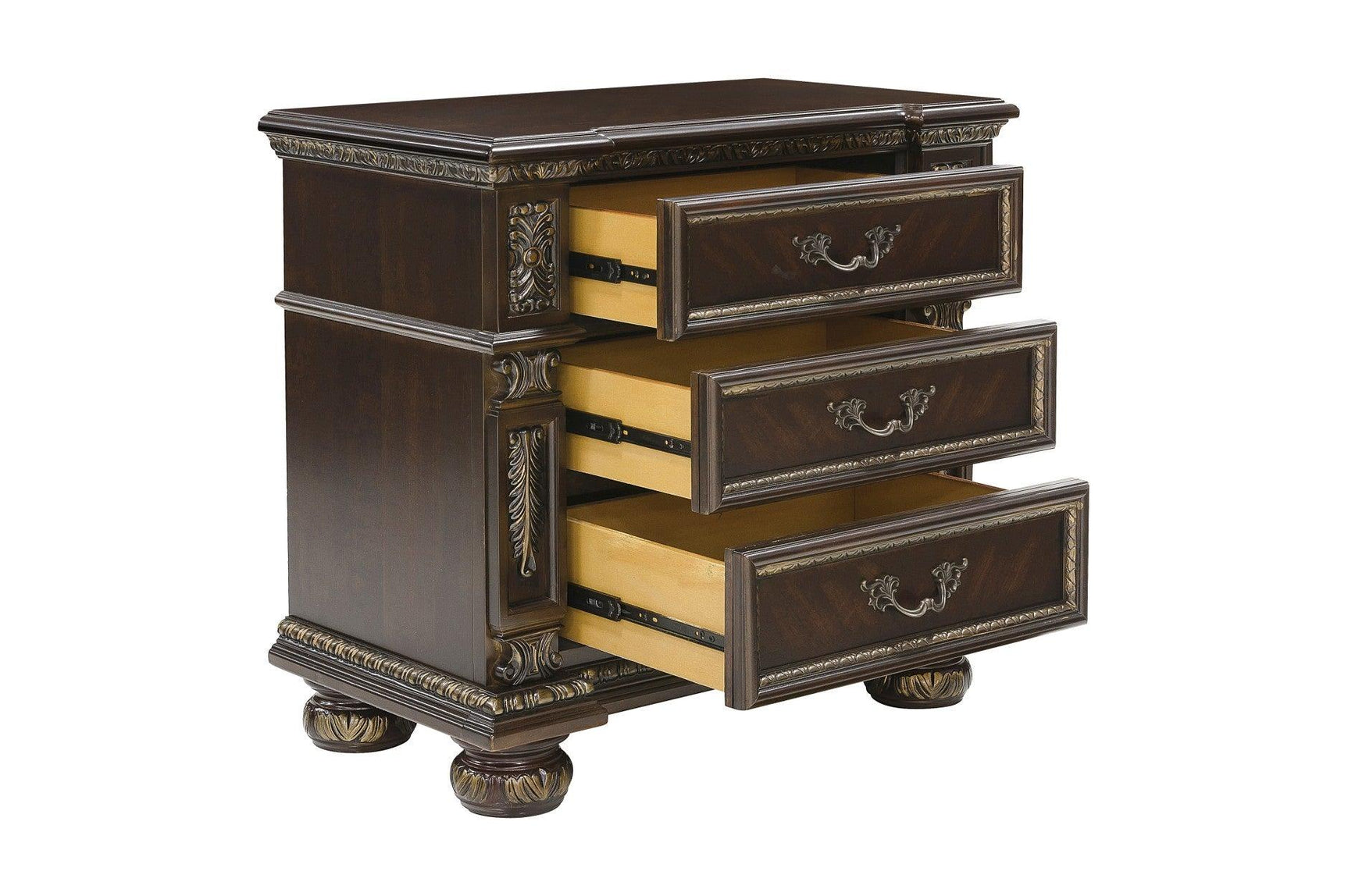 bedroom view of Catalonia Dark Bronze Panel Bedroom Set bed