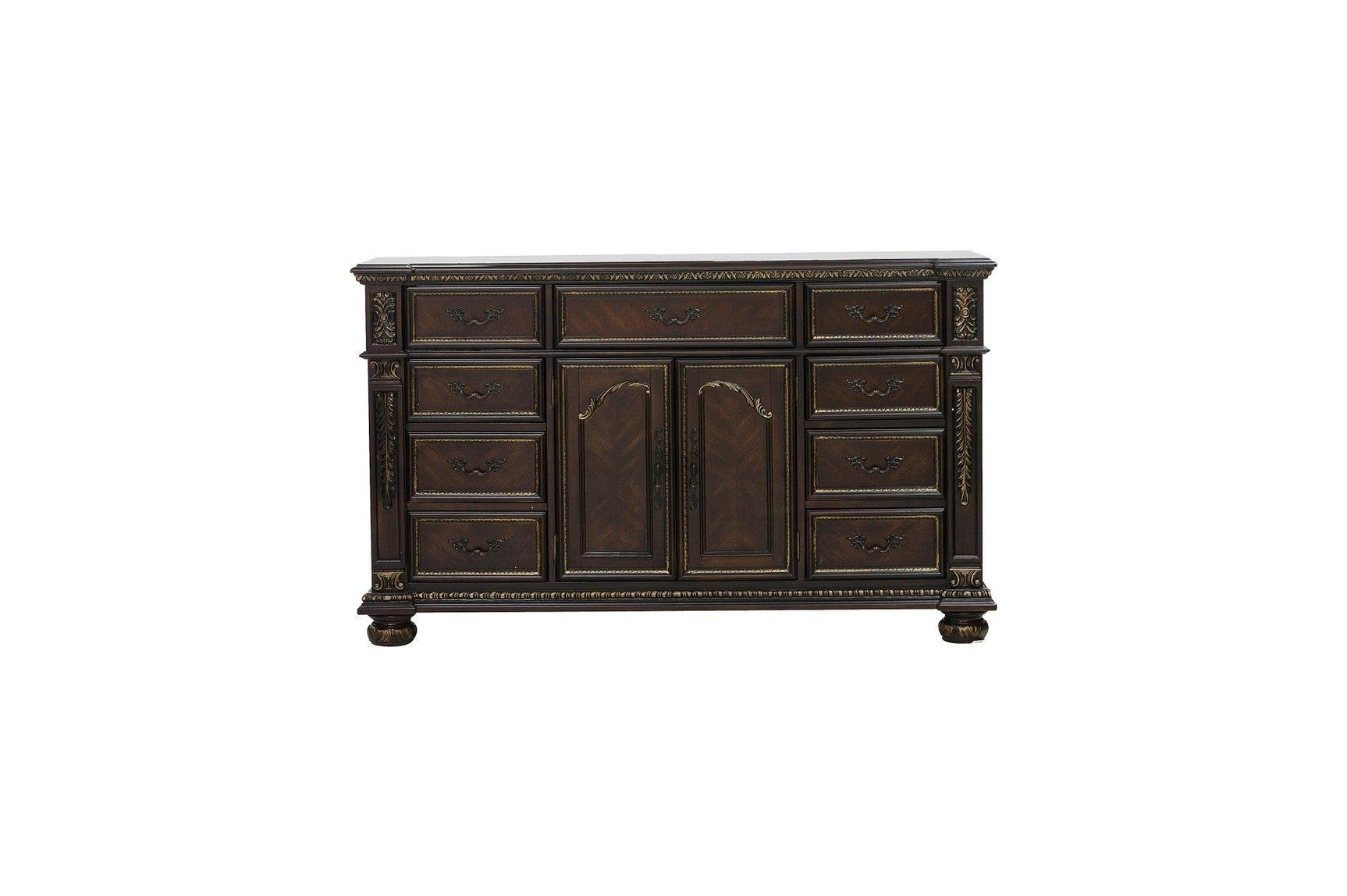 bedroom view of Catalonia Dark Bronze Panel Bedroom Set bed