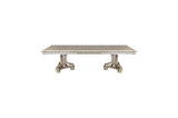 Top view of solid wood rectangular dining table