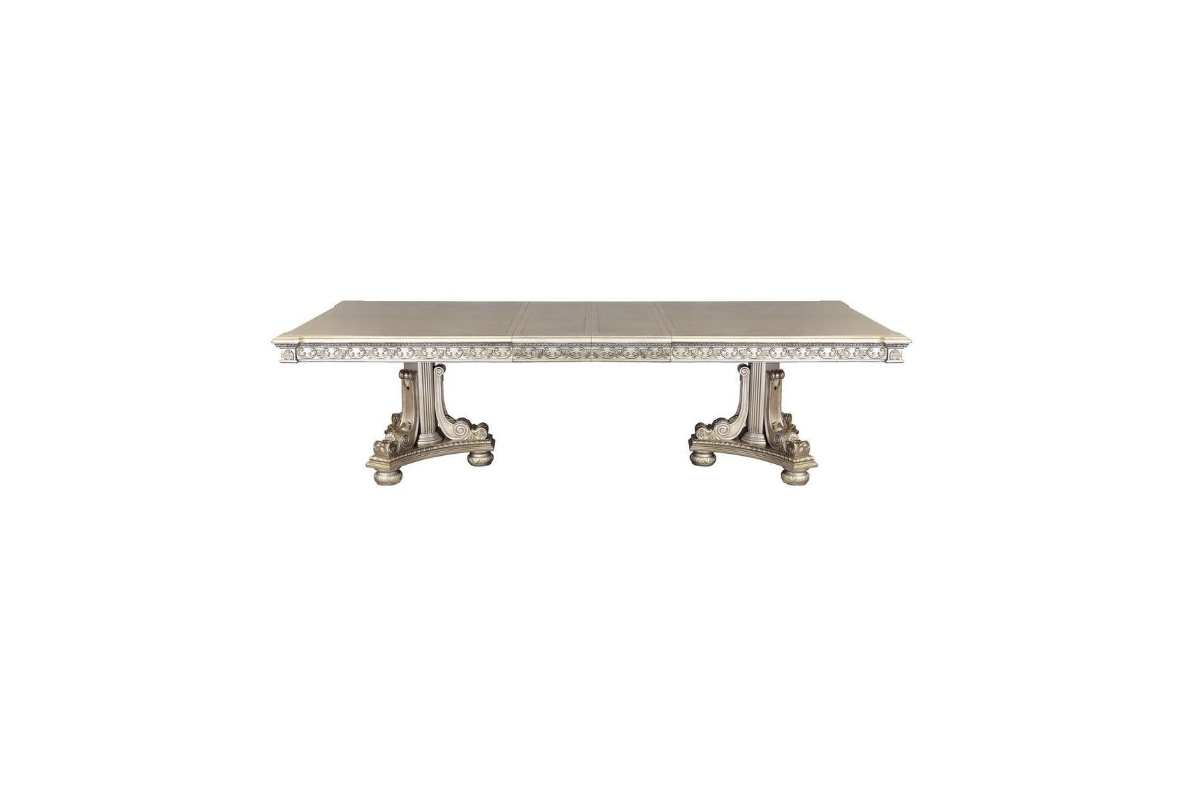 Top view of solid wood rectangular dining table