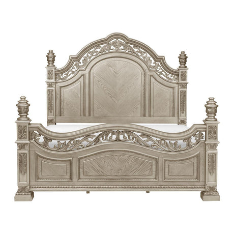 Catalonia Platinum Gold Queen Poster Bed front view