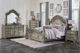 main view of Catalonia Gold solid wood panel bed