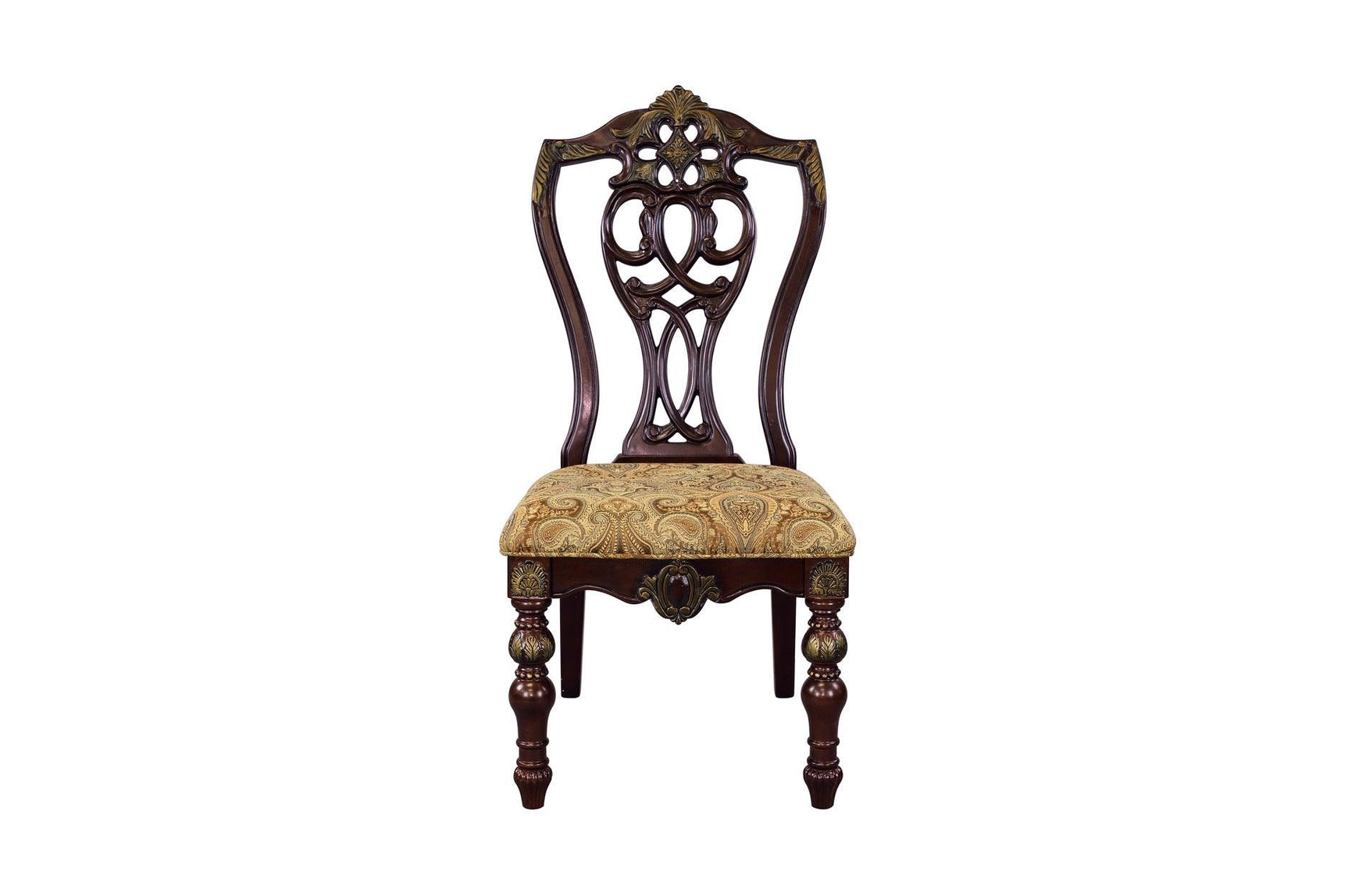 Detail of fabric pattern on side chair upholstery