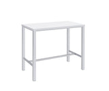 Rectangular bar table with white lacquer top and chrome frame