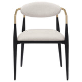 Dining arm chair metal frame and hand-painted gold armrest details