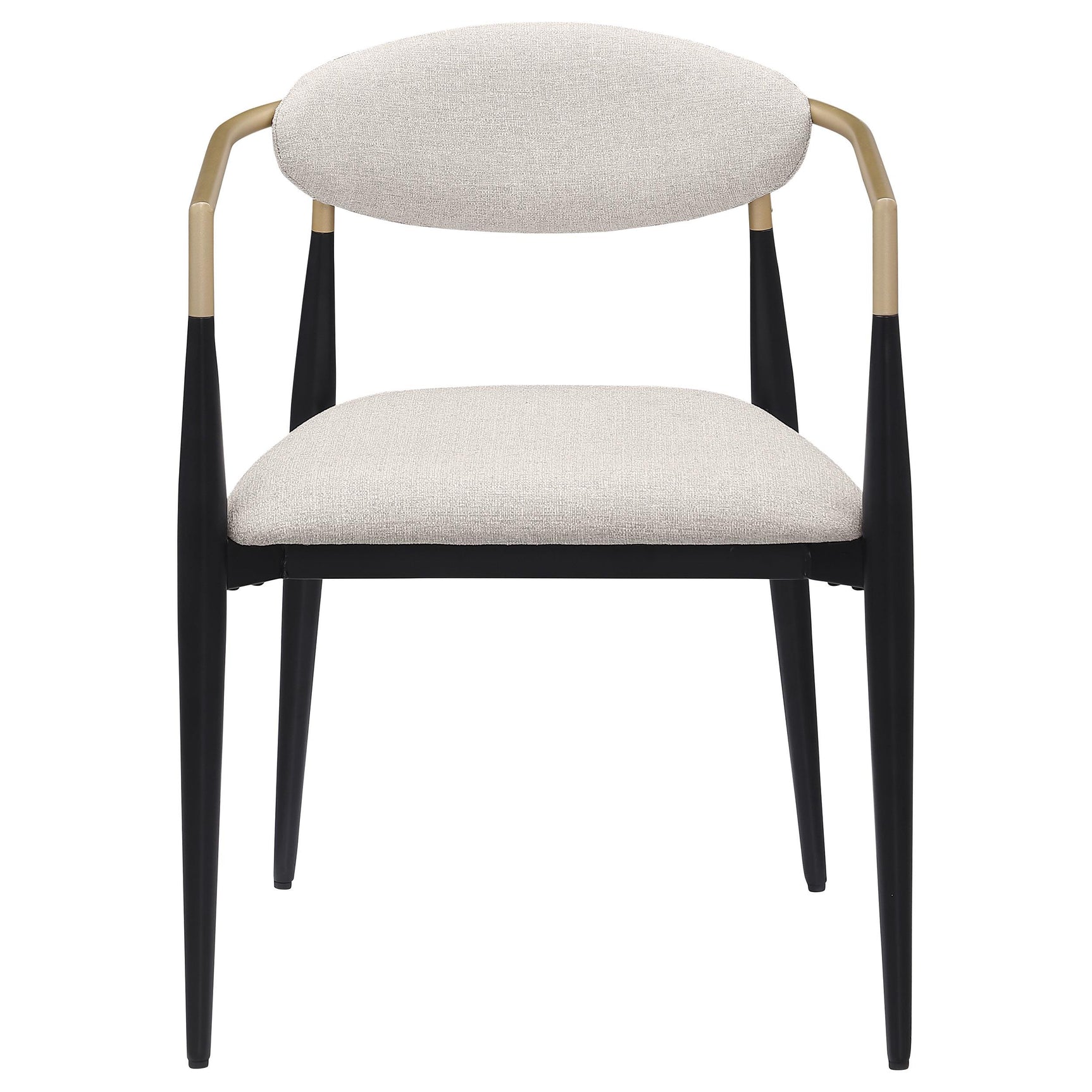 Dining arm chair metal frame and hand-painted gold armrest details