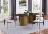 Alexis beige fabric upholstered dining arm chair front angle