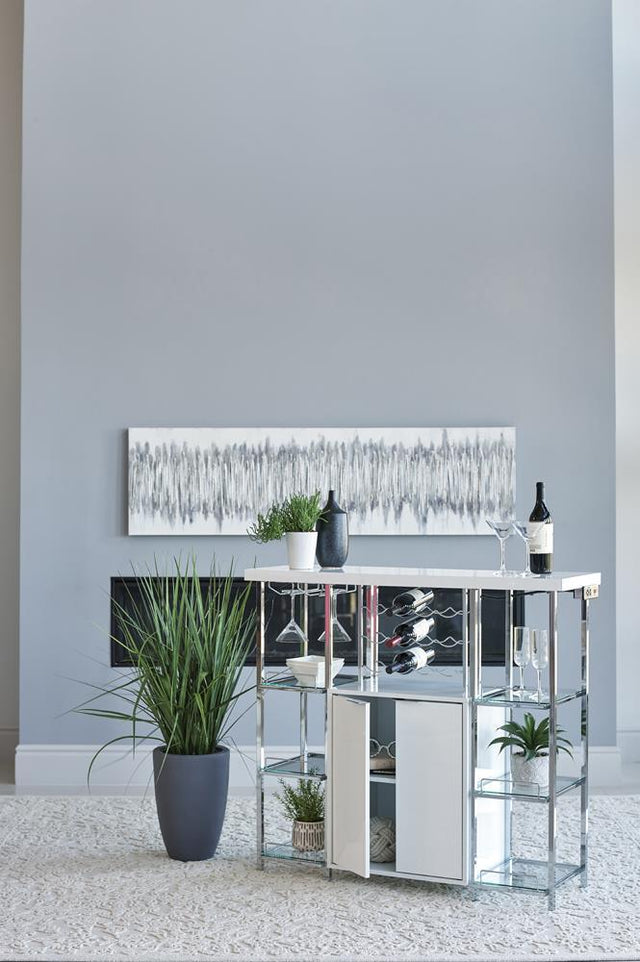 Gallimore 2-Door White Gloss Bar Cabinet front view