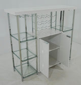 Gallimore Bar Cabinet open doors showing interior storage