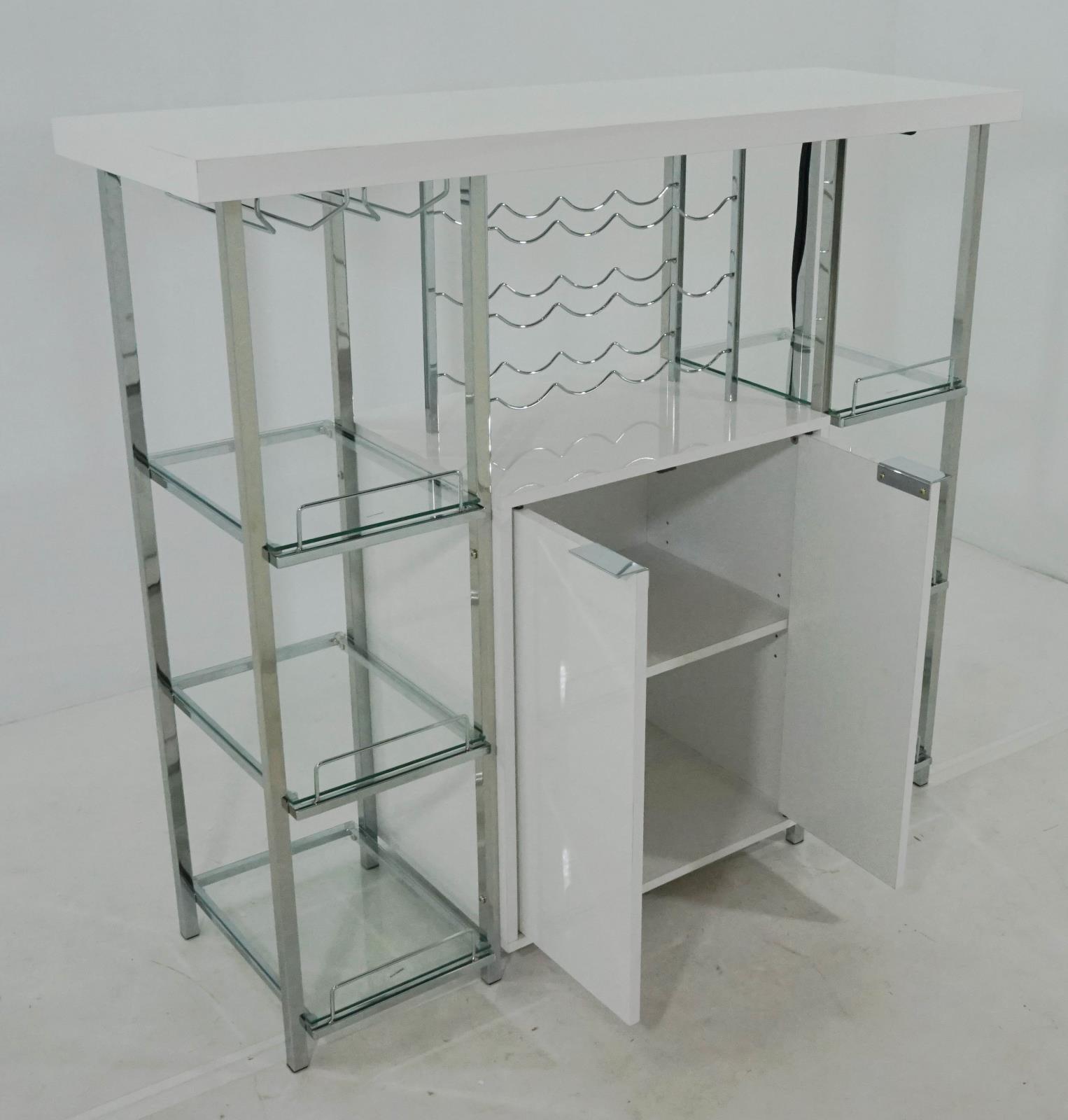 Gallimore Bar Cabinet open doors showing interior storage