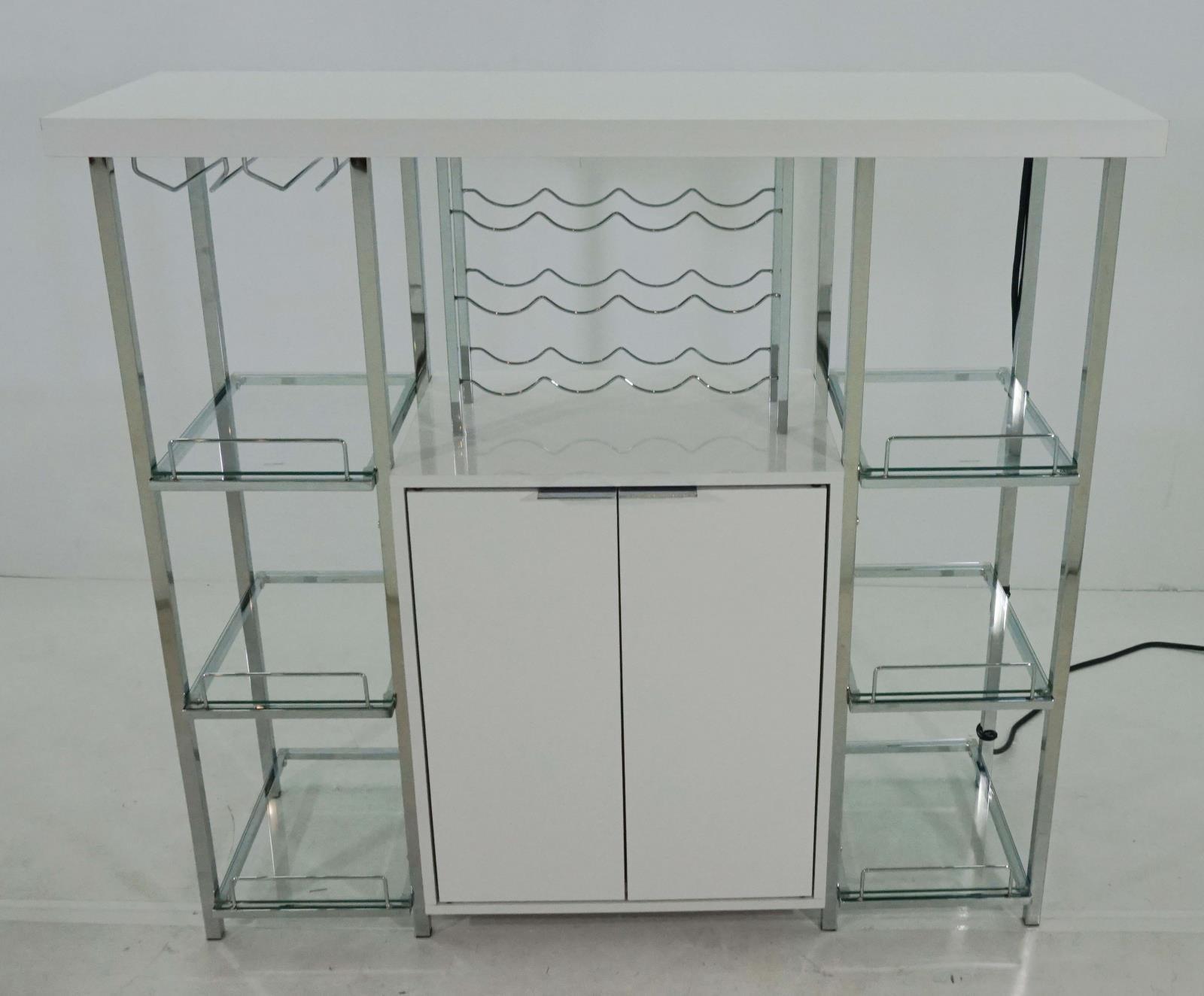 Gallimore Bar Cabinet side angle highlighting chrome accents