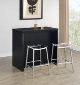 Side angle of Topanga black engineered wood freestanding home bar