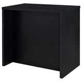 Open shelves on Topanga black home bar
