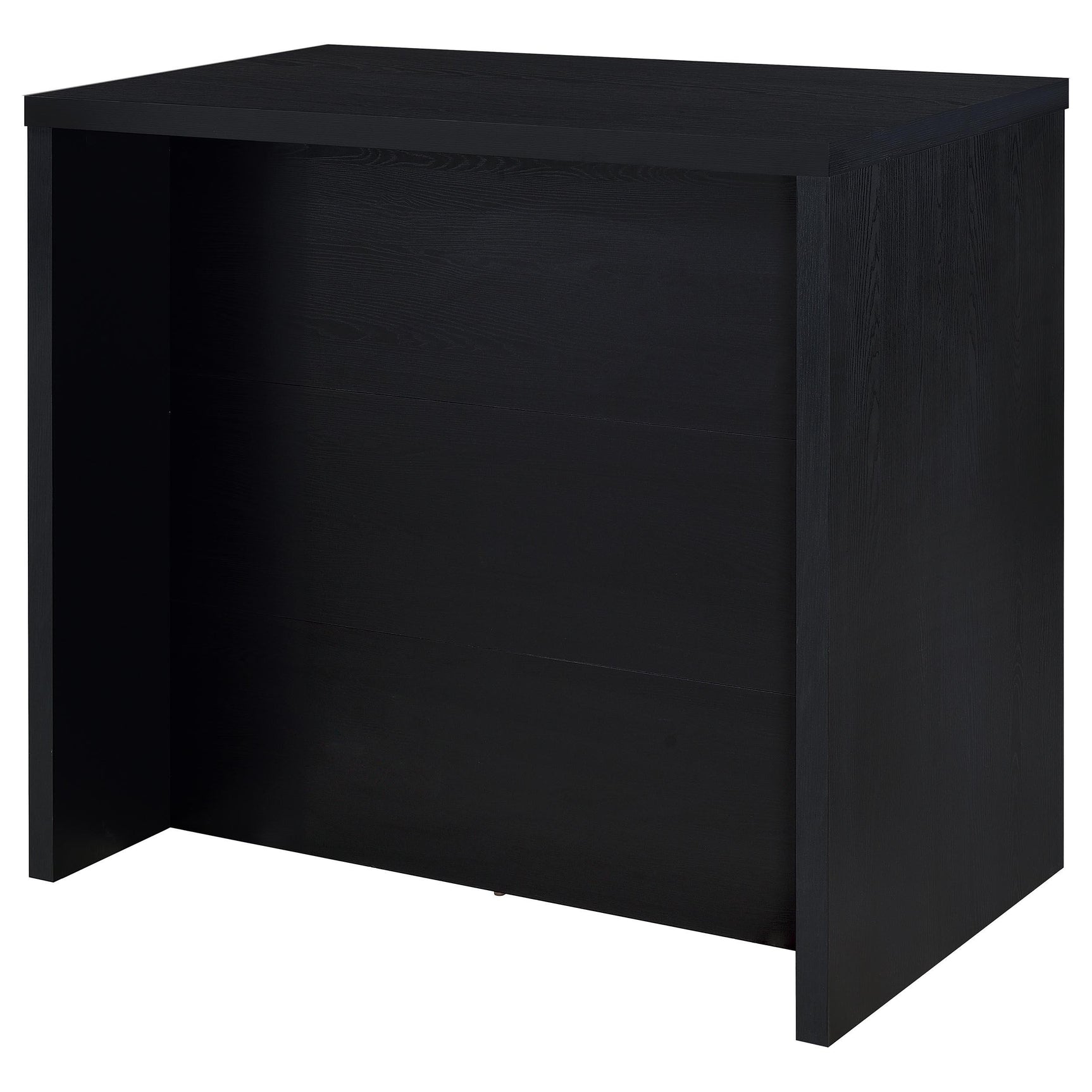 Open shelves on Topanga black home bar