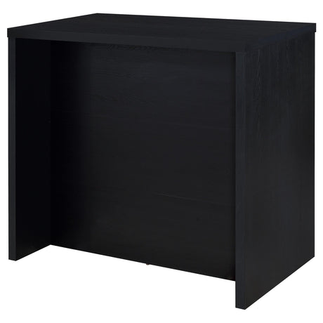 Open shelves on Topanga black home bar