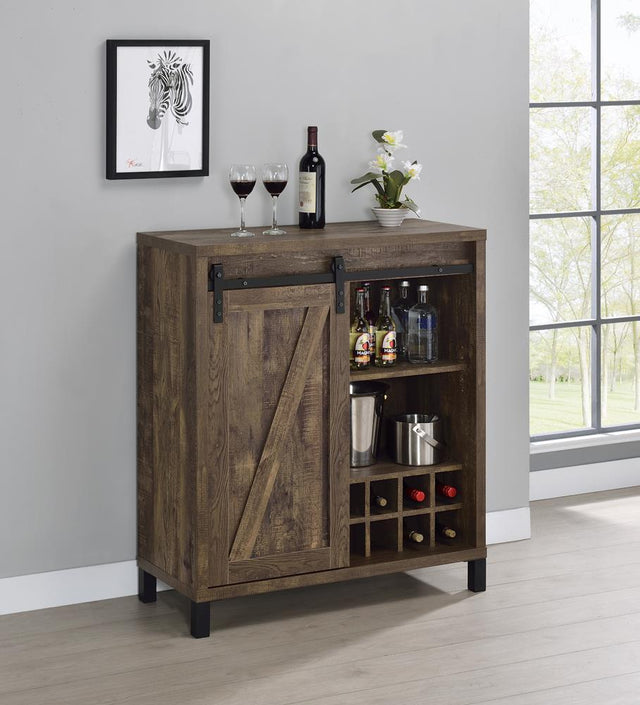 Arlington Bar Cabinet With Sliding Door Rustic Oak - Ella Furniture
