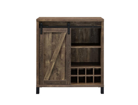 View of wine storage compartment in Arlington Bar Cabinet
