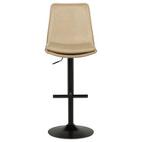 Side profile of Eldridge adjustable bar stool with curved bentwood back
