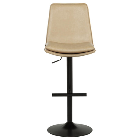 Side profile of Eldridge adjustable bar stool with curved bentwood back