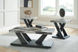 Dark Wood-Look and White Faux Marble 3-Piece Coffee Table Set — product view