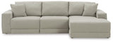 Head-on view of Next-Gen Gaucho Gray 3-Piece Sectional Sofa with Chaise upholstery