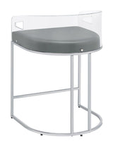 Rear angle showing design and construction details of Thermosolis counter height stool