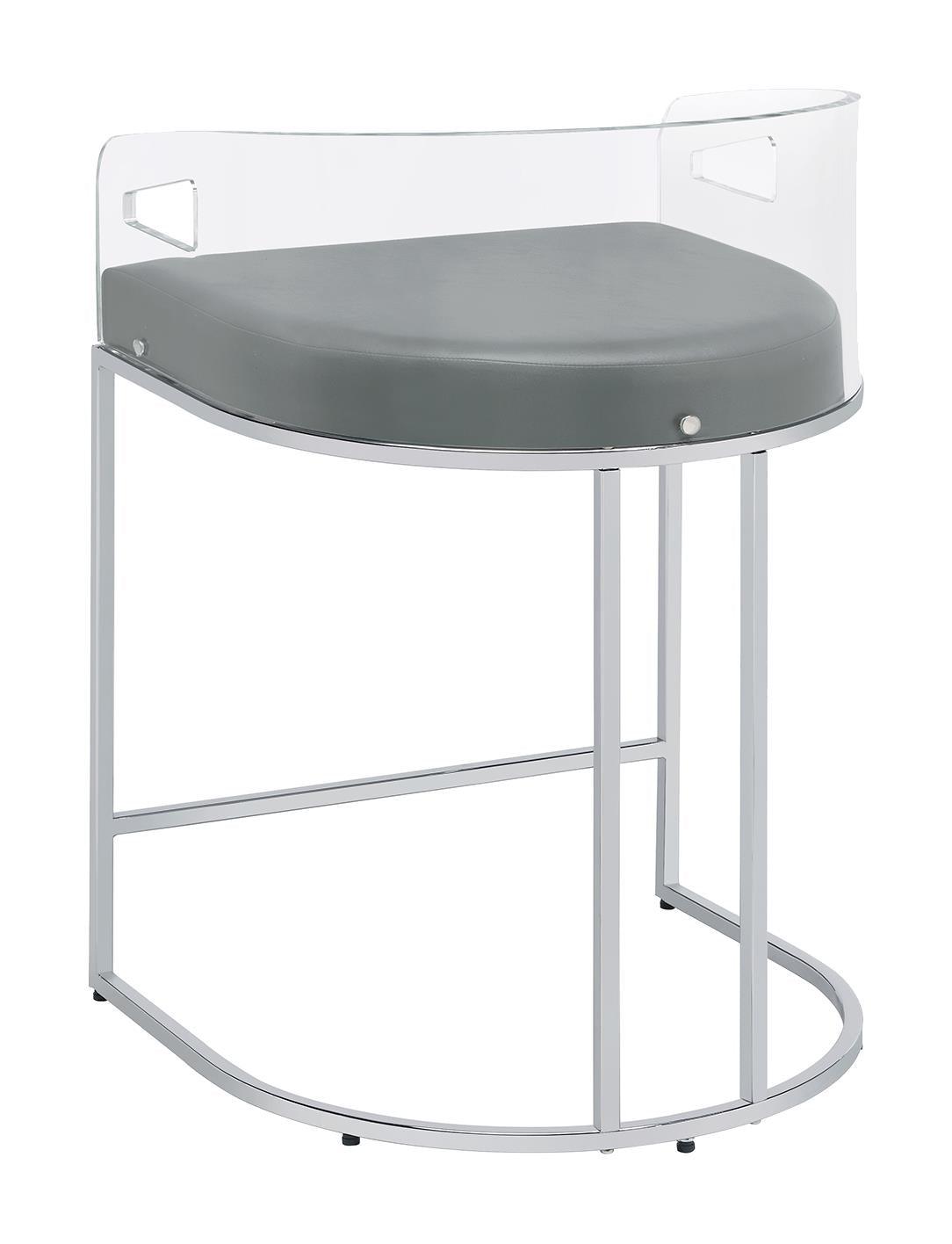 Rear angle showing design and construction details of Thermosolis counter height stool