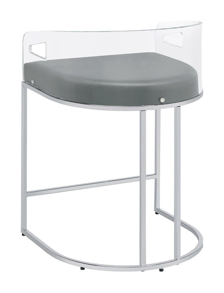 Rear angle showing design and construction details of Thermosolis counter height stool