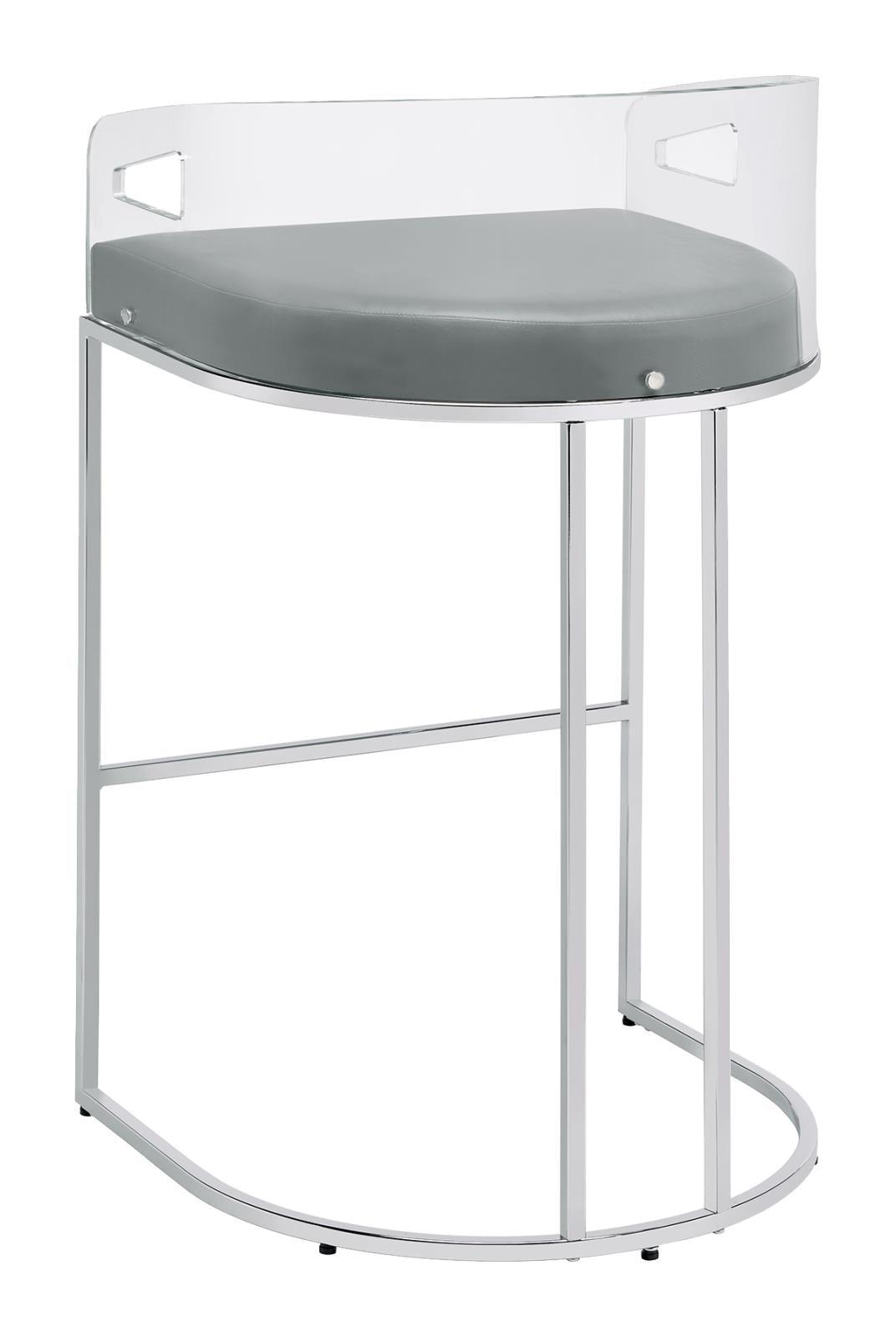 Close up of clear acrylic backrest on Thermosolis bar stool